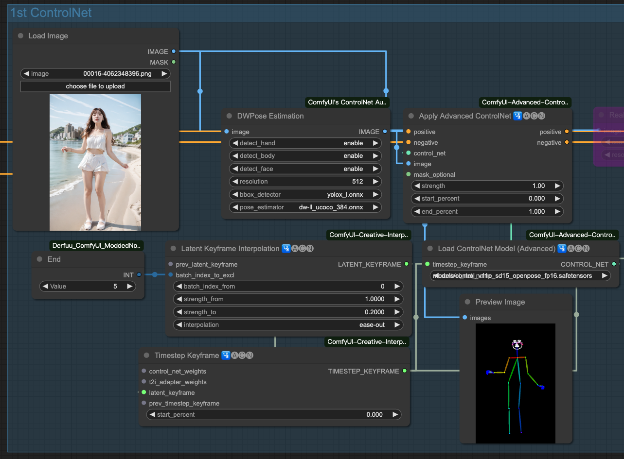 [ComfyUI] AnimateDiff + ControlNet Keyframe + Prompt Travel